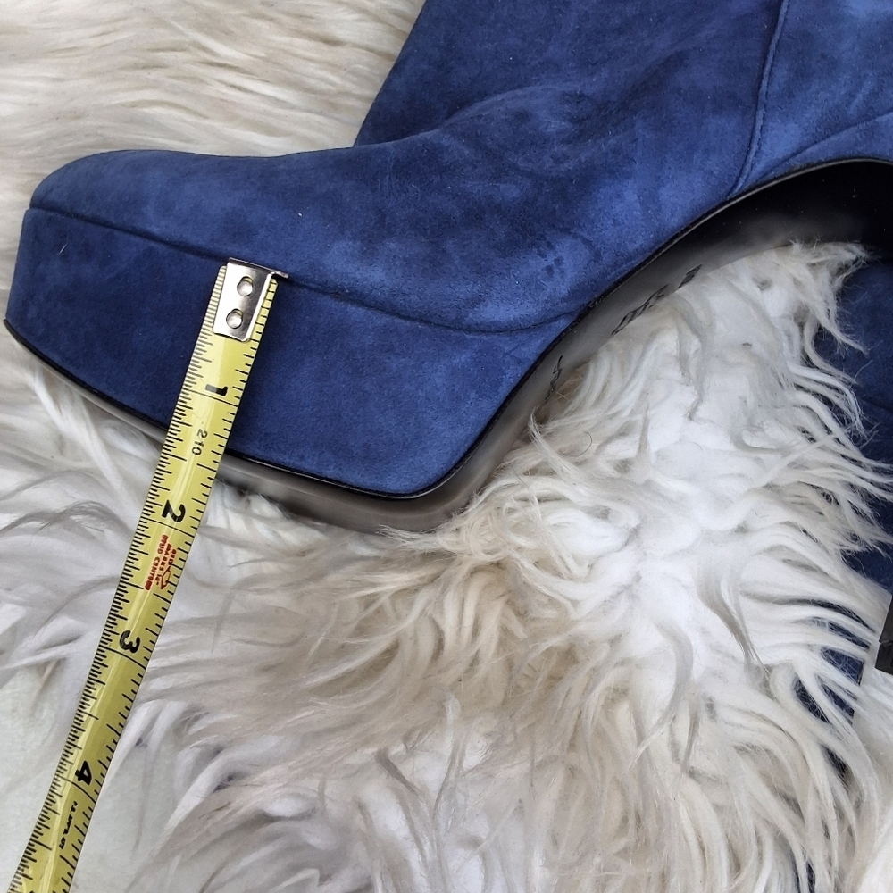 Via Spiga Blue Suede Side BuckleStiletto Ankle boots 10 NEW - Picture 7 of 14